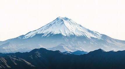 Majestic Snow-Capped Mountain Peak Isolated Over Scenic Landscape