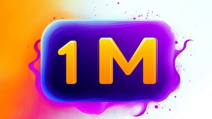 1M Celebration Trendy Social Media Achievement On Colorful Abstract Background Design
