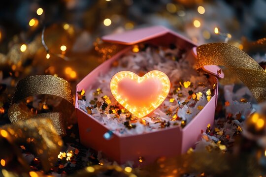 A pink box containing a heart-shaped candle, ideal for romantic gestures or decorative purposes