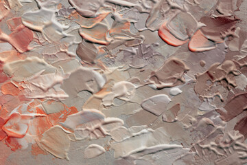 Art hand drawn oil, acrylic smear blot canvas painting wall. Abstract texture brown, beige, pink pastel color stain brush stroke relief texture background.