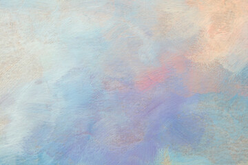 Smoke hand drawn watercolor and acrylic smear brush stroke blot canvas painting wall. Abstract texture blue, beige, pink pastel color stain relief texture background.