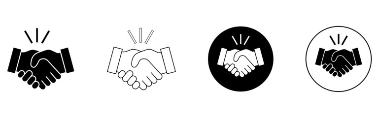 Handshake icon set with variations in design, Handshake icons set, multiple design variations, Business shake, deal agreement icons, vector illustration.