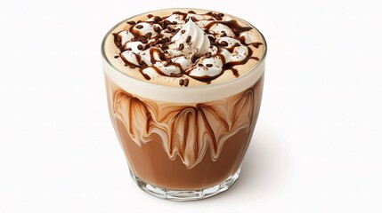 Creamy Coffee Latte with Intricate Latte Art and Whipped Cream