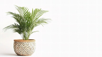 Decorative Areca Palm in Stylish Pot Isolated on White Background