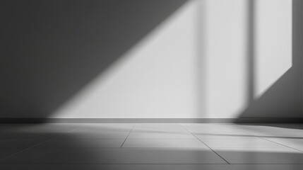 Empty Room with Grey Walls and Floor, ideal for background or staging