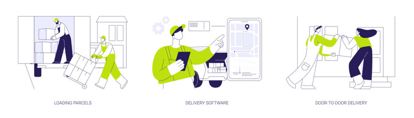 Delivery company abstract concept vector illustrations.