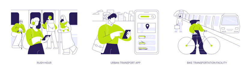 Public transport facilities abstract concept vector illustrations.