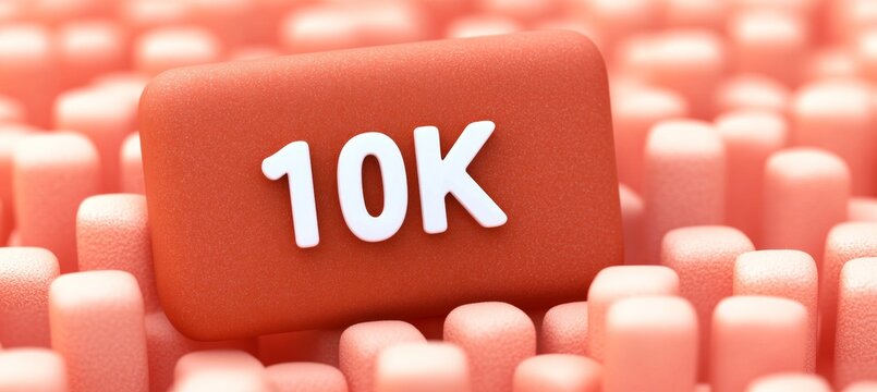 10K Text Written On A Red Block On Rounded Surface, Thank You Banner, Goal Achievement Social Media