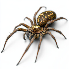 Obraz premium Brown spider, eight legs, detailed texture, isolated on white.