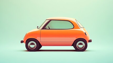 Fototapeta premium Charming orange car design featuring rounded shapes and minimali
