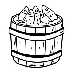 A sketchy icon of wooden fish barrel