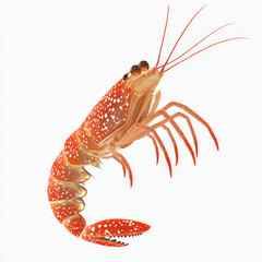Red speckled shrimp, vibrant, aquatic creature.