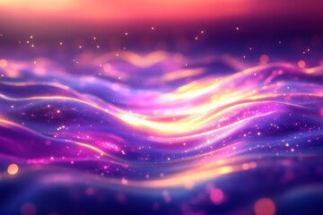 Obraz premium Vibrant waves illuminated by colorful light create a dreamy atmosphere in the ocean