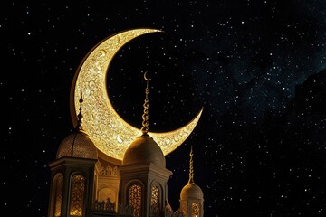 A historic clock tower with a crescent moon symbol on its top, suitable for use in architectural or historical context