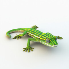 Fototapeta premium Striped green gecko, isolated on white.