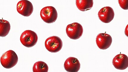 Fresh Red Apples with Shiny Skin Isolated on White Background