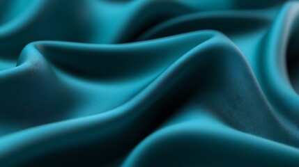 Fototapeta premium Teal Silk Fabric Drapery: Luxurious Texture and Smooth Waves