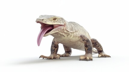 Obraz premium Komodo dragon with open mouth on white background