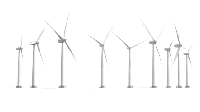 wind turbine in the wind isolated on white background 