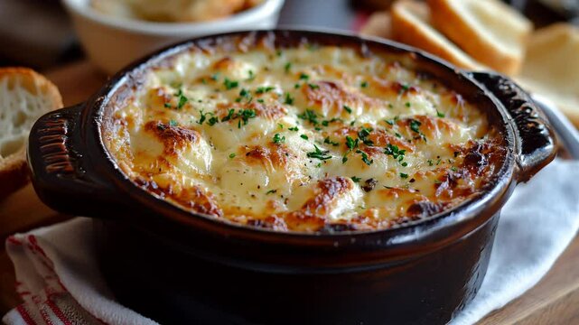 Cassolette gratin&eacute; de poisson ou st jacques. Fish or scallop cassolette au gratin.	