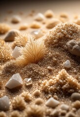 Fototapeta premium detailed macro shot capturing unique textures fine sand grains enhanced soft ambient lighting, micro, surface, pattern, visual, contrast, dust, beach