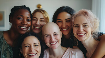 A group of women are smiling and posing for a picture