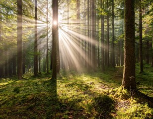 Fototapeta premium sun rays in the forest