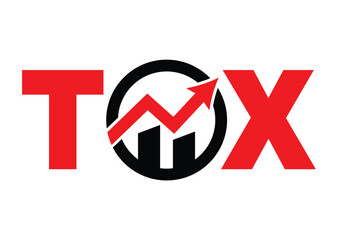 Tax increase concept, Rising taxes word typography vector in flat style design isolated on white background. vector illustration.