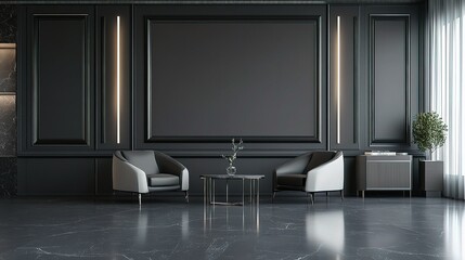 Elegant Modern Meeting Room with Gray Walls and Minimalist Decor