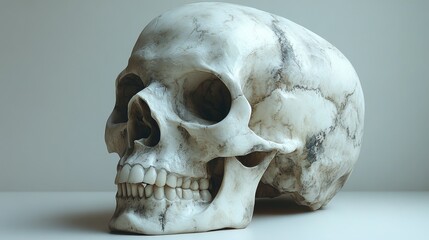 Obraz premium A white skull is sitting on a table