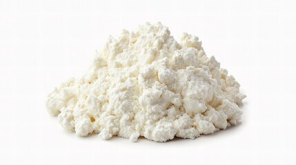 Isolated Ricotta Cheese Pile on White Background for Culinary Use