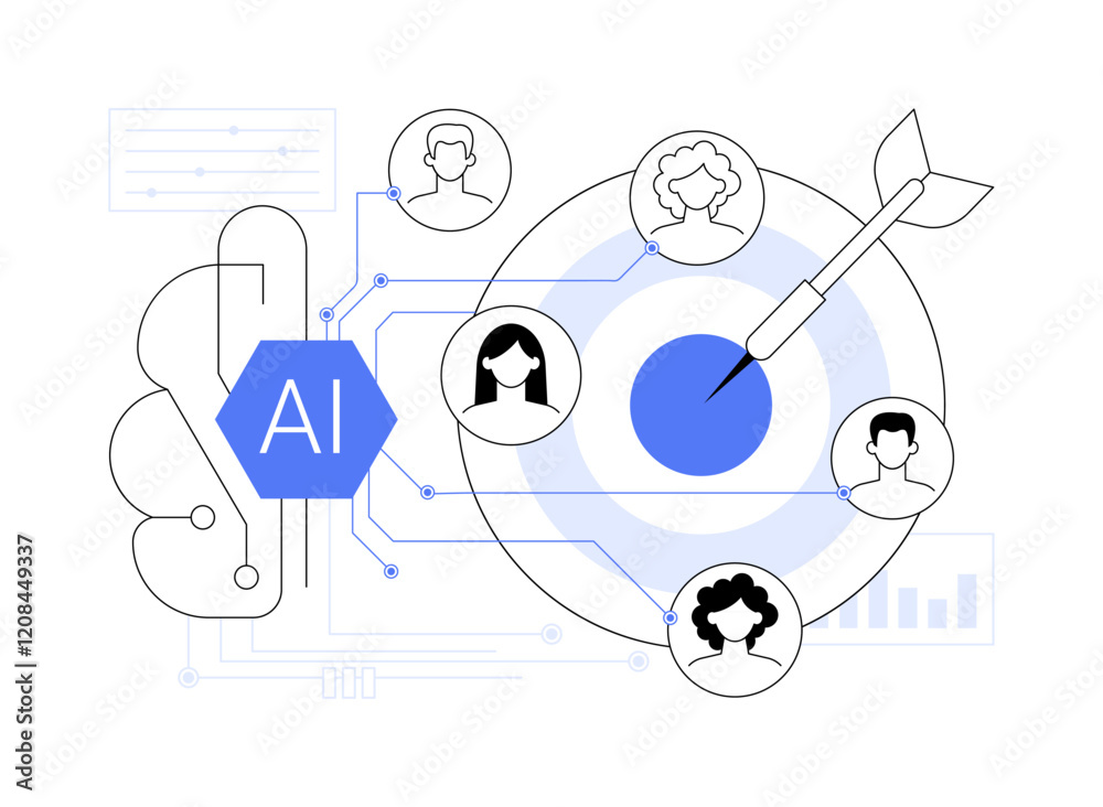 Wall mural ai-driven account-based marketing abstract concept vector illustration.