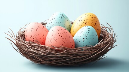 Ultra realistic easter eggs in a nest for spring celebration decor and design