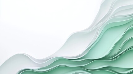 Fototapeta premium Abstract green waves flowing on white background, website header