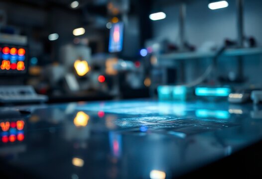 Laser light reflects off an optic table within a quantum laboratory, showcasing advanced experimental setups and equipment.