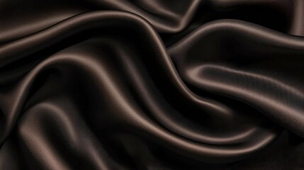 Obraz premium A close-up view of luxurious black satin fabric, showcasing its smooth and silky texture. The elegant drapes create an artistic background.