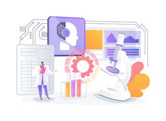 AI-Powered Scientific Discovery abstract concept vector illustration.