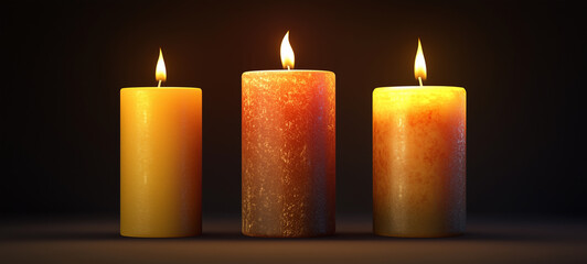 burning candles in the dark