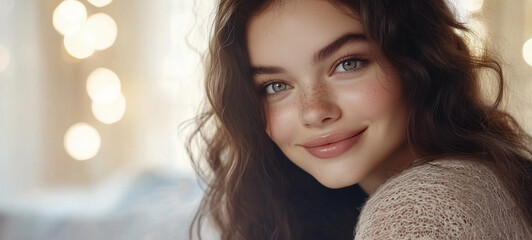 young woman with sparkler at winter outdoors