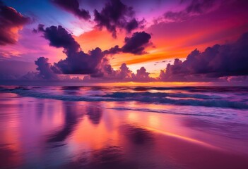 captivating sunset diverse cloud formations vibrant moody sky glowing shades purple, clouds, orange, pink, dramatic, landscape, nature, silhouette, horizon