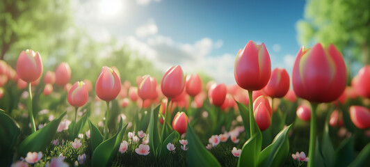 beautiful spring background with tulips