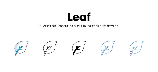 Leaf icons in different style vector stock illustration