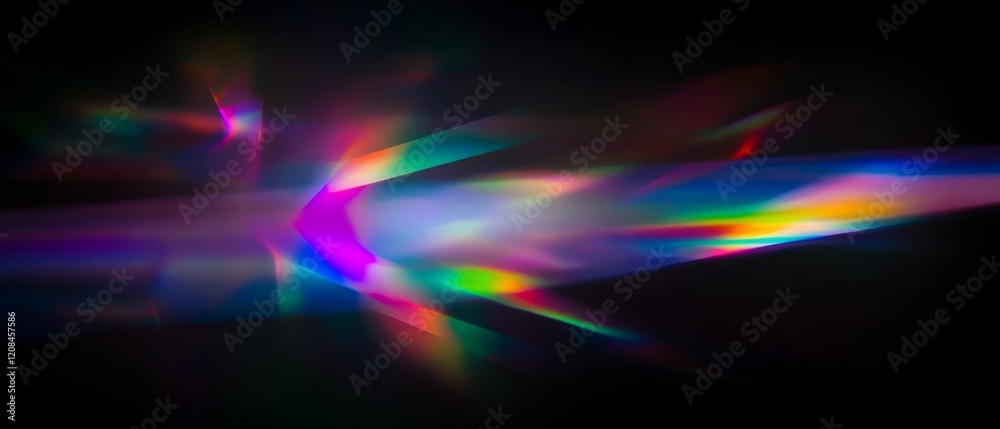 Wall mural vibrant prism light streaks across a dark background, creating an abstract and colorful display.