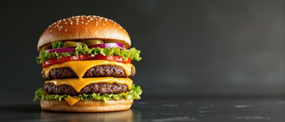 Burger on the dark background 
