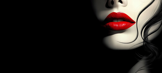 beauty woman with red lips.