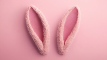 Brown easter bunny ears on pink pastel background for minimalist holiday design