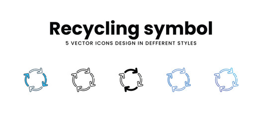 Recycling symbol icons in different style vector stock illustration