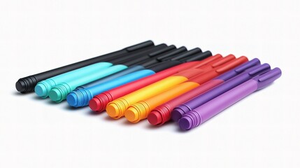 Set of Colorful Markers Isolated on White Background for Art Projects