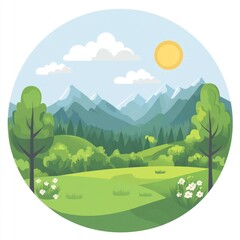 Obraz premium Sunny Day Scenic Mountain Valley Landscape