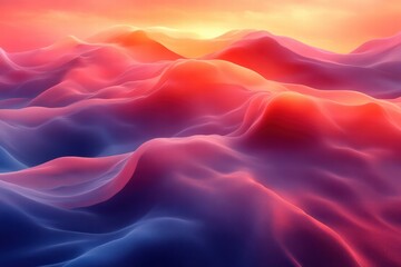 Obraz premium Colorful abstract landscape depicting soft waves under sunset hues